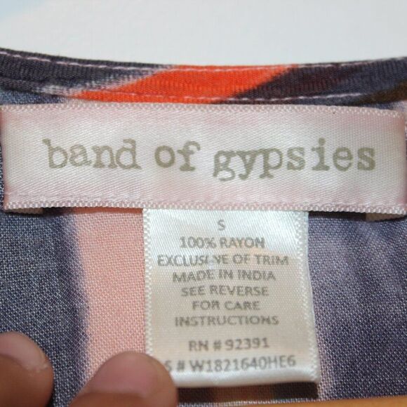 Band of Gypsies Multicolor Stripes Open Front Fringe Kimono Cardigan Size Small - Picture 7 of 9